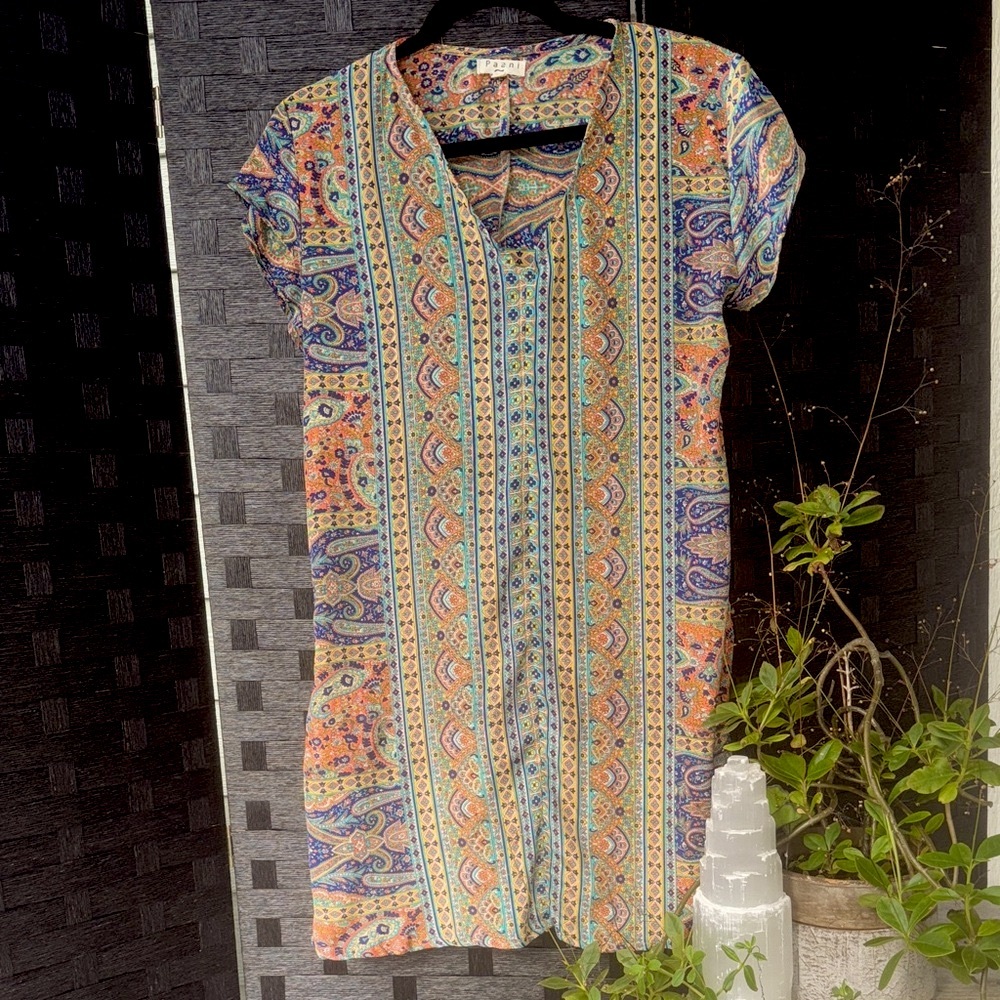 Paani Multicolor Paisley Print Shift Dress